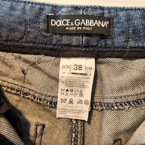 Dolce & Gabbana Lace Panel Blue Jeans - Picture 7 of 10